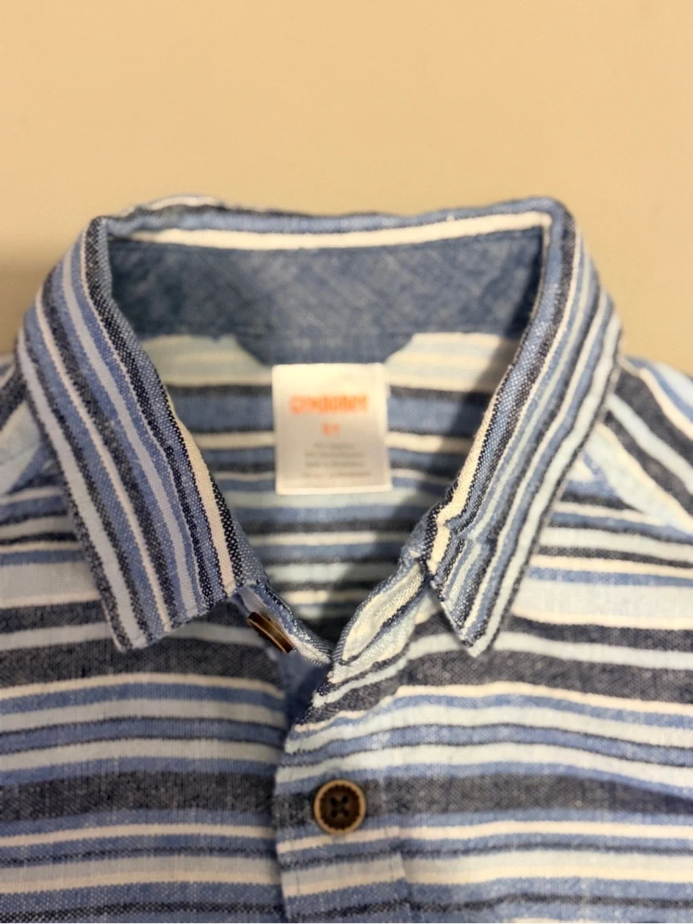 Gymboree Blue and White Striped Short-Sleeve Button-Down Shirt